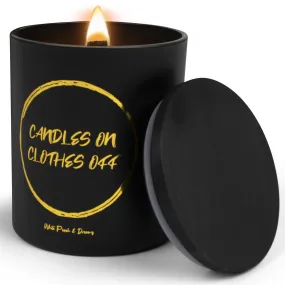 Noxtul Funny Candles for Women - Modern Wooden Wick Scented Candles with Soy Wax - Candles On Clothes Off - Fun Gift for Women or Men, Bday Gift, Cool Candles, Enhanced Fragrance & Long-Burn Time