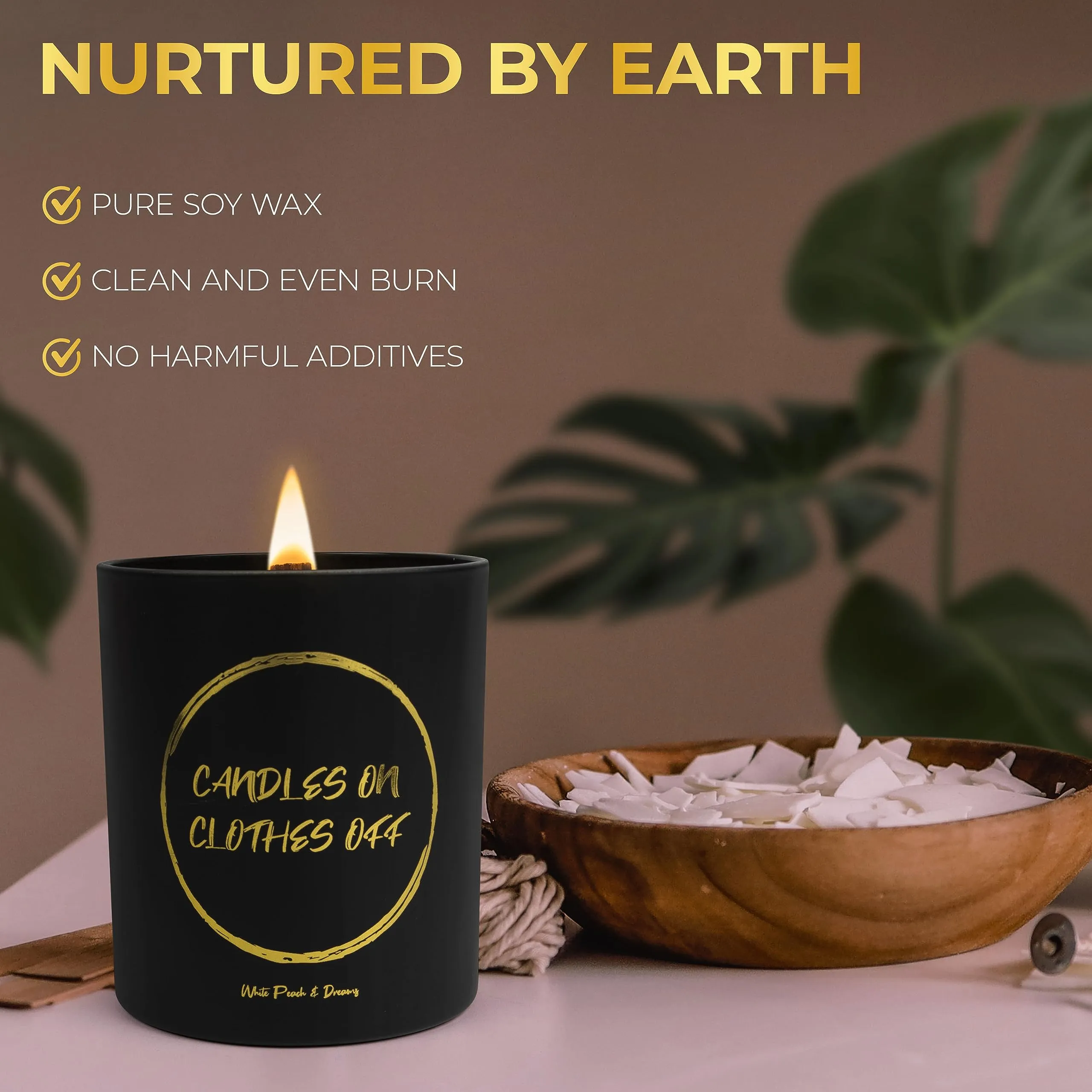 Noxtul Funny Candles for Women - Modern Wooden Wick Scented Candles with Soy Wax - Candles On Clothes Off - Fun Gift for Women or Men, Bday Gift, Cool Candles, Enhanced Fragrance & Long-Burn Time