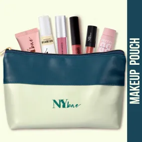 NY Bae Twin Hues Makeup Pouch | Makeup Bag | Dual Tone | Green & Blue | Multi Purpose | Travel Friendly - Earthy 03