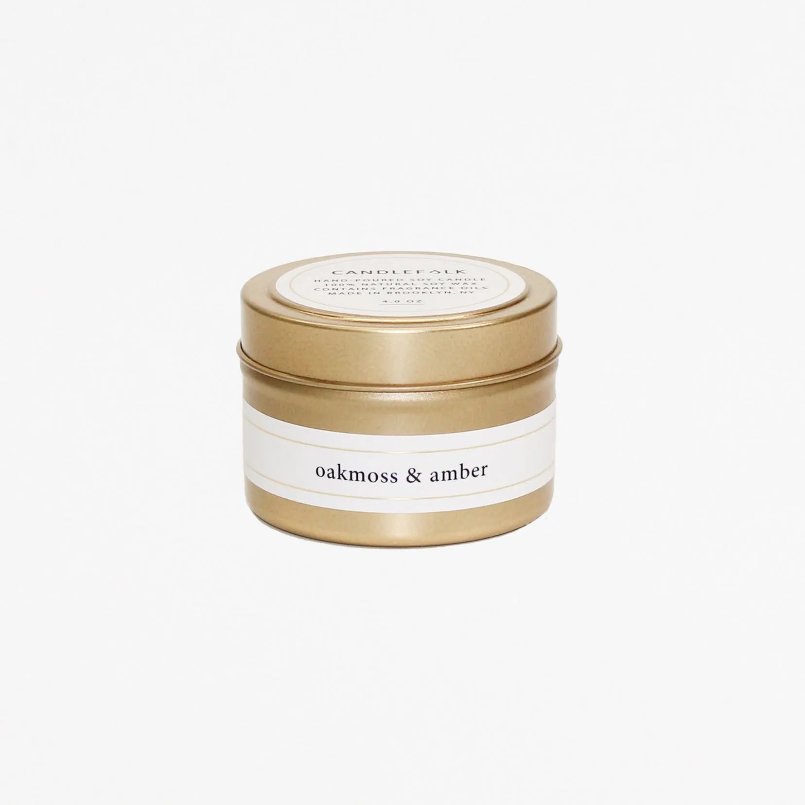 Oakmoss & Amber - 4 oz Gold Travel Candle