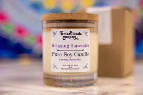 Relaxing Lavender Soy Wax Candle in Glass Jar with Bamboo Lid | Calming Aroma
