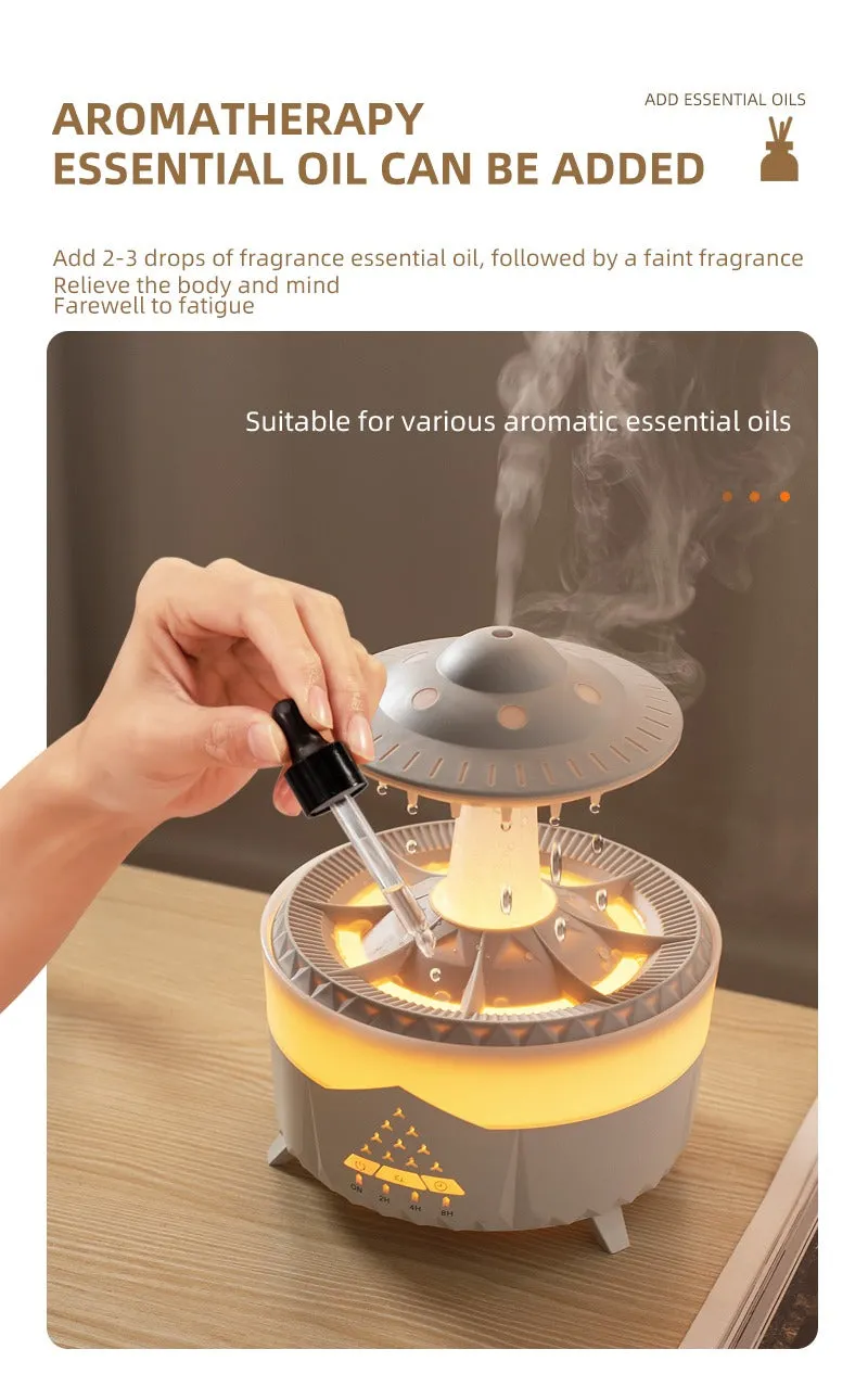 Remote Control Raindrop Cloud Humidifier 7 Colors LED Lamp UFO Aroma Diffusers | X01