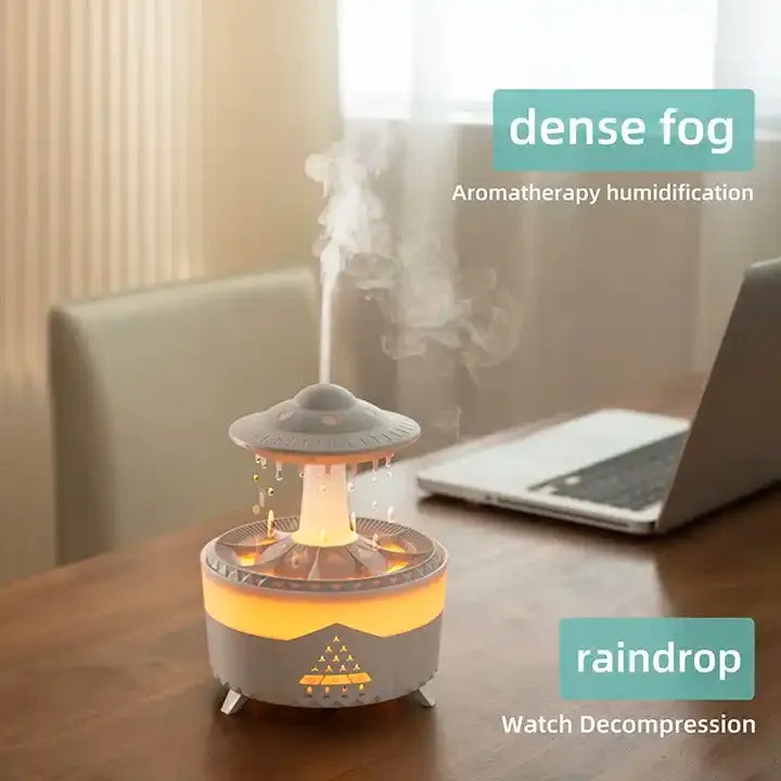 Remote Control Raindrop Cloud Humidifier 7 Colors LED Lamp UFO Aroma Diffusers | X01