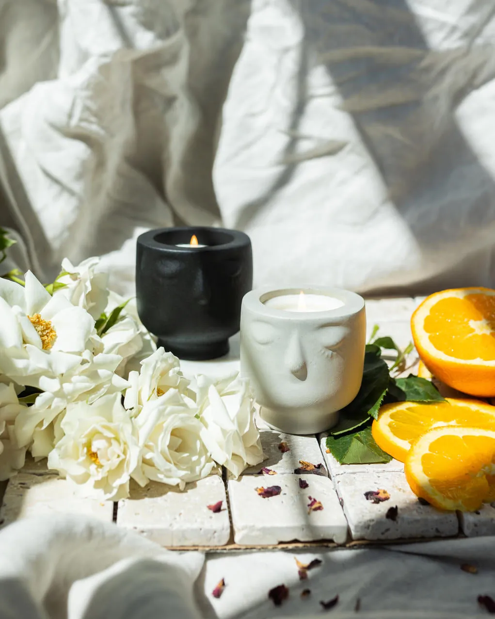 Roses On My Mind Coconut Soy Candle -  Modern Face Vessel Noir