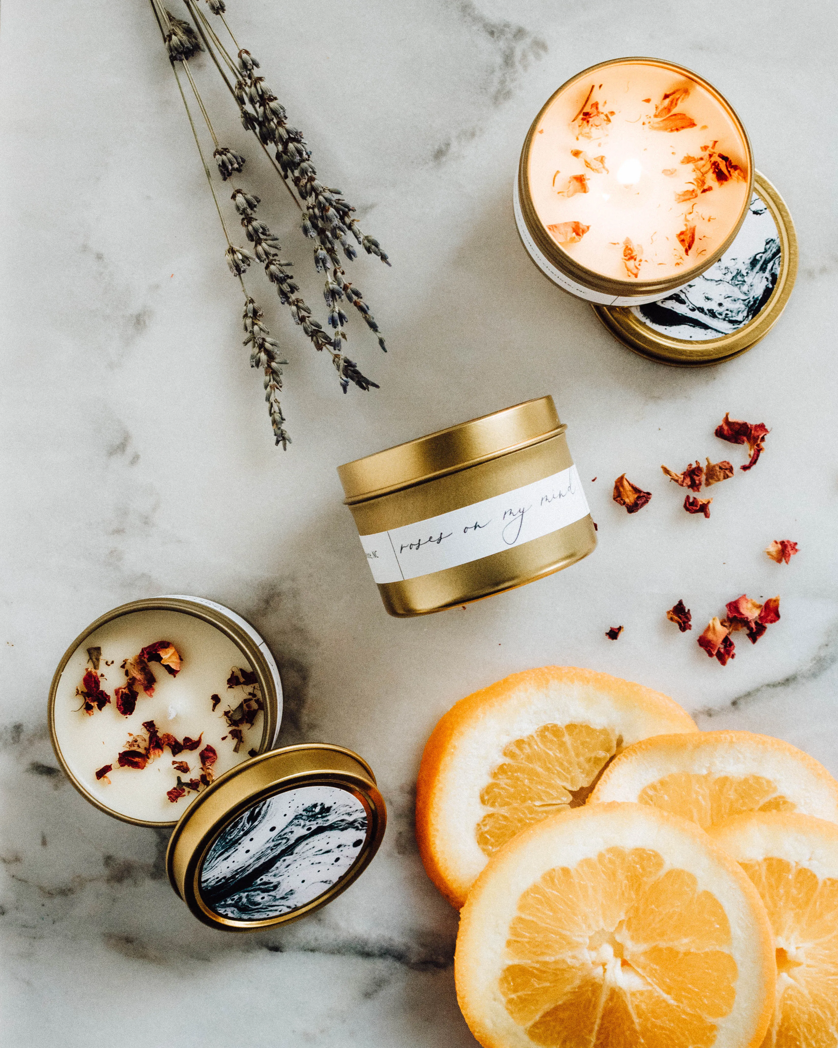 Roses On My Mind Coconut Soy Wax - Gold Travel Tin