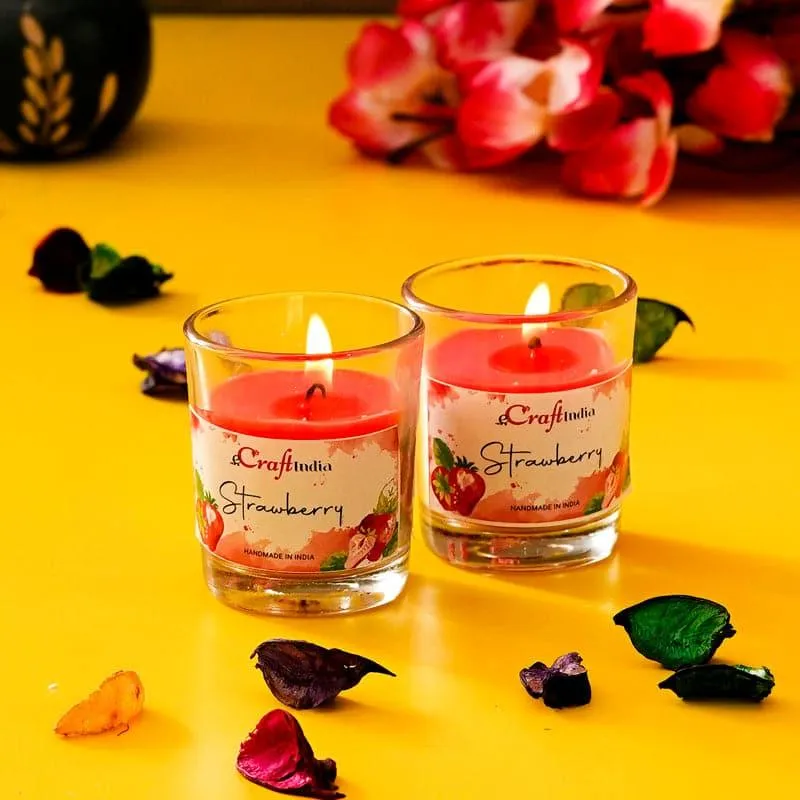 Seema Strawberry Scented Candle - Set Of Two