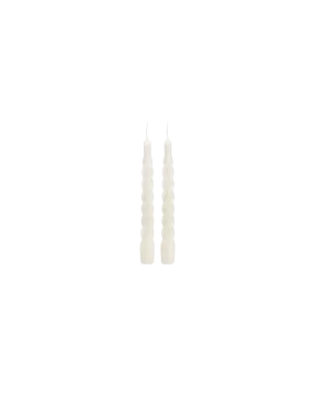 SET OF TWO TWISTED CANDLES WHITE