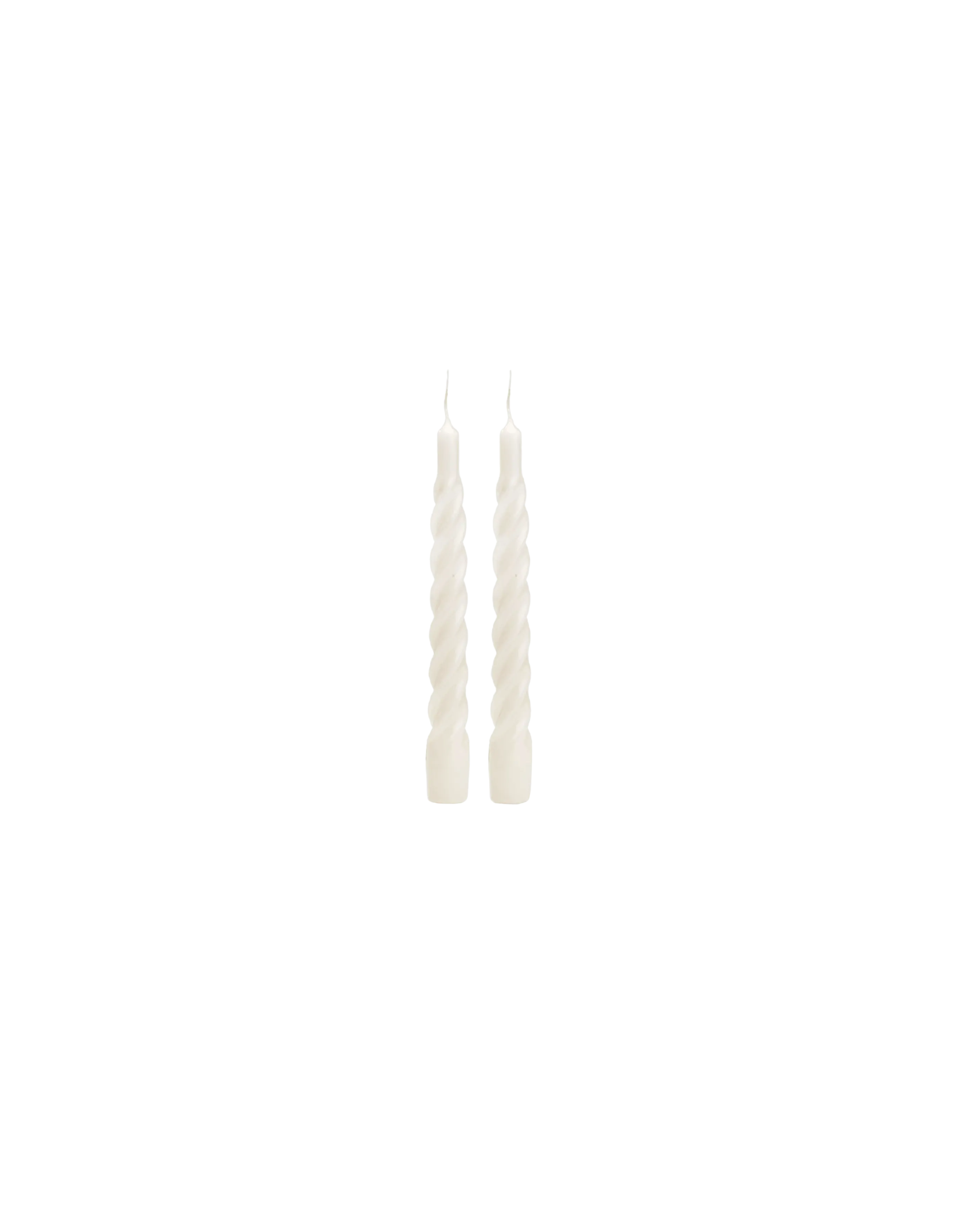 SET OF TWO TWISTED CANDLES WHITE