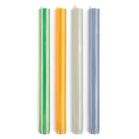 Stripe Taper Candles Set of 4 - Soft Colours #1