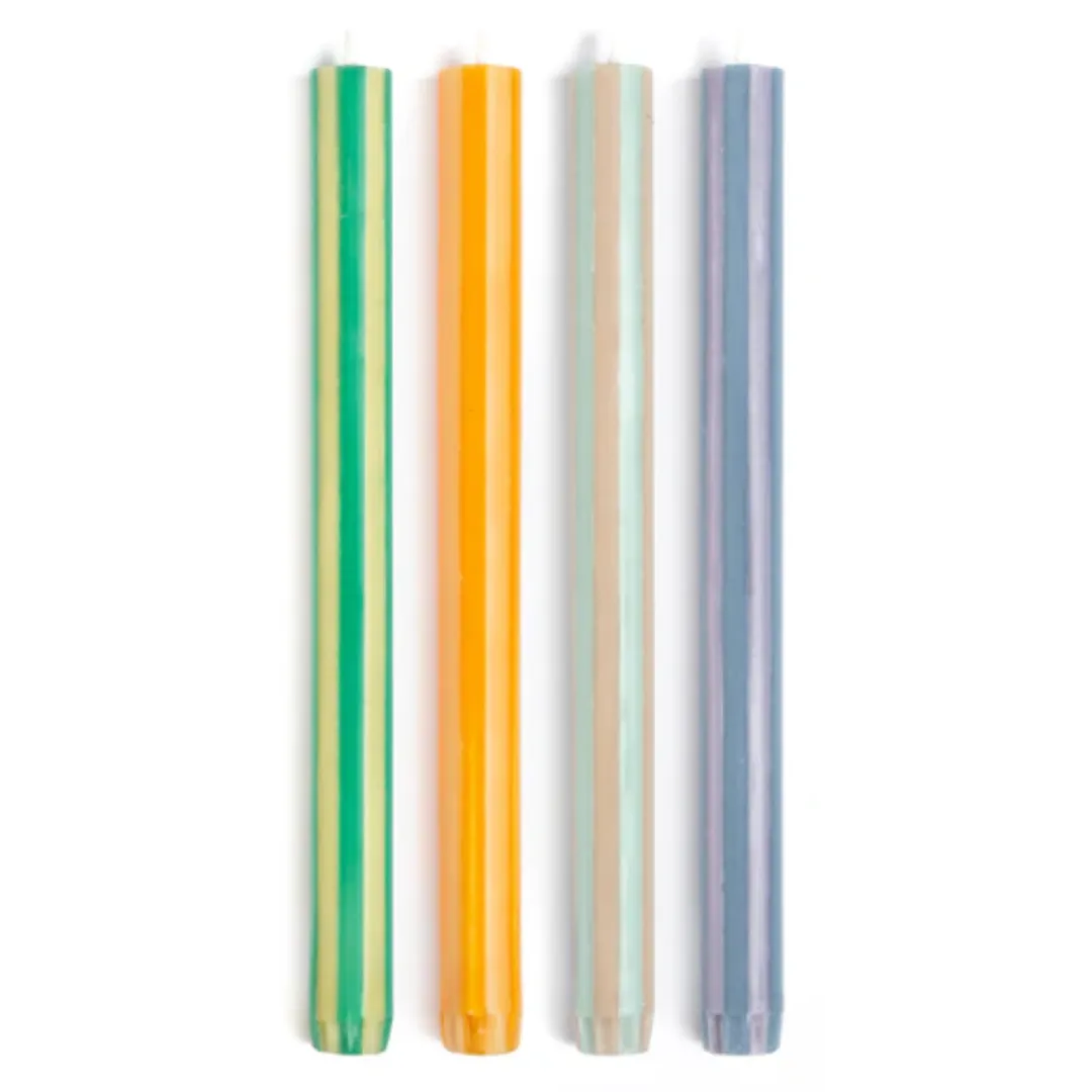 Stripe Taper Candles Set of 4 - Soft Colours #1