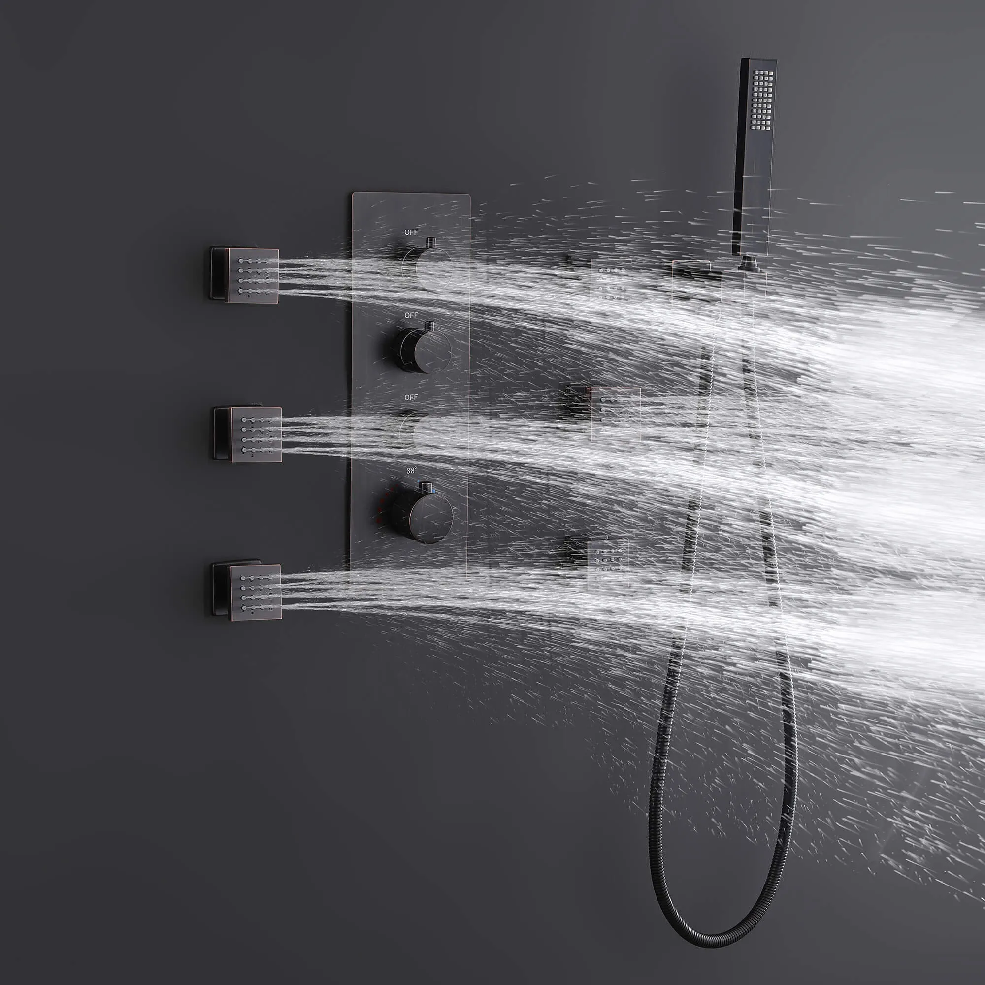 Three Functions Luxury Wall Mounted Bathroom Thermostatic Shower System JK0272