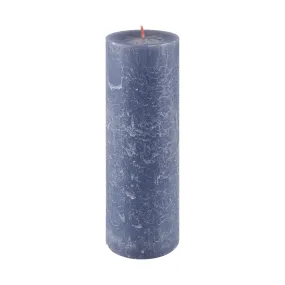 Twilight Blue Rustic Shine Pillar Candle 19cm