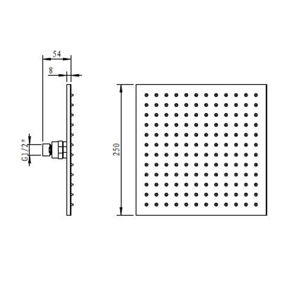 VIVA 250mm Rain Shower Head Matte Black